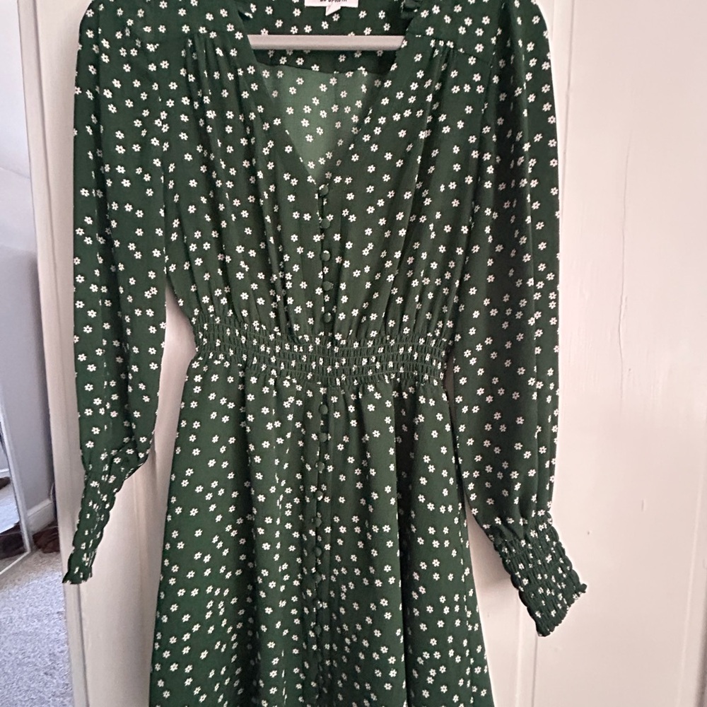 BB DAKOTA Women's Green Floral Long-Sleeve Dress